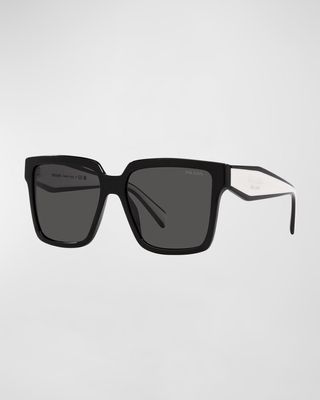 Contrasting Logo Square Acetate & Plastic Sunglasses
