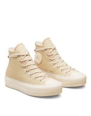 Converse Chuck Taylor All Star Lift Hi sneakers in oat-Neutral