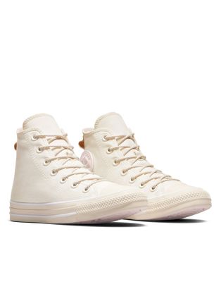 Converse Chuck Taylor All Star sneakers in cream with light pink detail-White