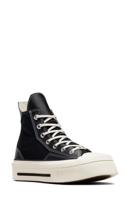 Converse Gender Inclusive Chuck 70 De Luxe Square Toe Platform High Top Sneaker in Black/Black/Egret