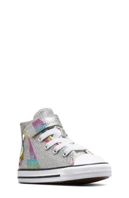 Converse Kids' Chuck Taylor All Star 1V High Top Sneaker in Pure Silver/Aqua Soul/White