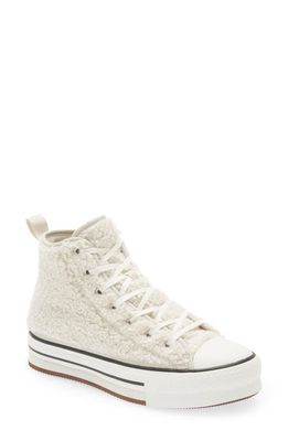 Converse Kids' Chuck Taylor All Star Eva Lift Faux Fur High Top Sneaker in Light Bone/White/Black