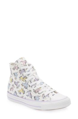 Converse Kids' Chuck Taylor All Star High Top Sneaker in White/Moonstone Violet
