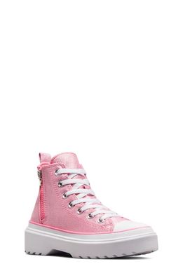 Converse Kids' Chuck Taylor All Star Lugged High Top Sneaker in Pink/Black/White