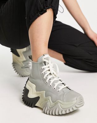 Converse Run Star Motion Hi platform canvas sneakers in slate sage-Gray