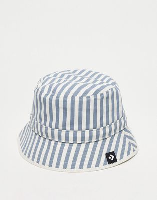 Converse stripe bucket hat in blue/white