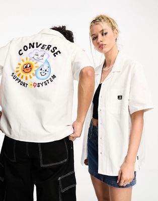 Converse 'Support System' back print shirt in white