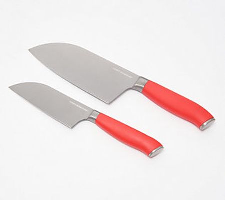 Cook's Essentials 2pc Santoku & Asian Chef's Knife w/Sheaths