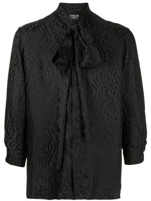 COOL T.M logo-jacquard lavallière shirt - Black