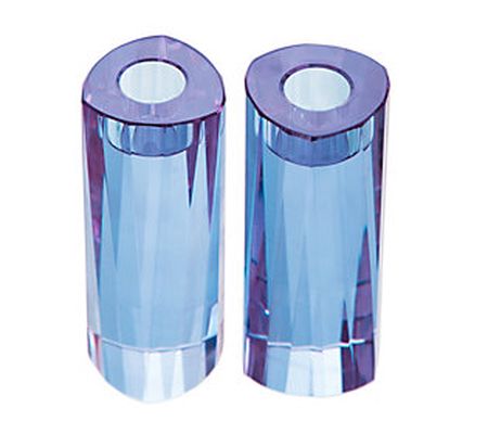 Copa Judaica Blue Crystal Candle Holders