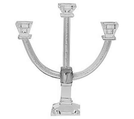 Copa Judaica Crystal Candlestick with Silver Cr ushed Stones