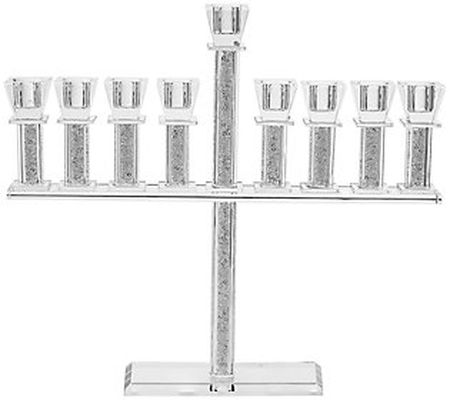 Copa Judaica Crystal Menorah Traditional with C rushed Stones