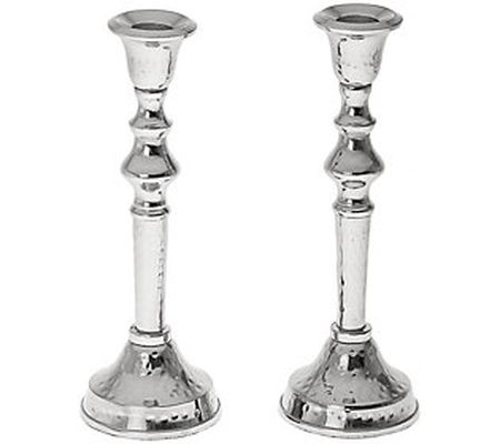 Copa Judaica Hammered Stainless Steel Candle Ho lders