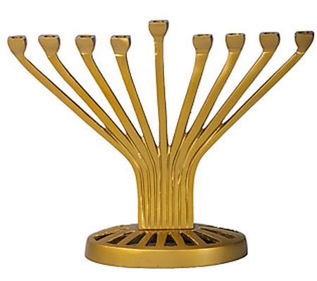 Copa Judaica Menorah Metal Gold Contemporary