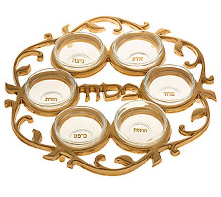 Copa Judaica Seder Plate Gold Hebrew Letters