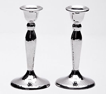 Copa Judaica Stainless-Steel Candle Holders Ham mered