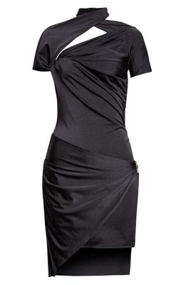 Coperni Asymmetric Draped Jersey Dress in Black