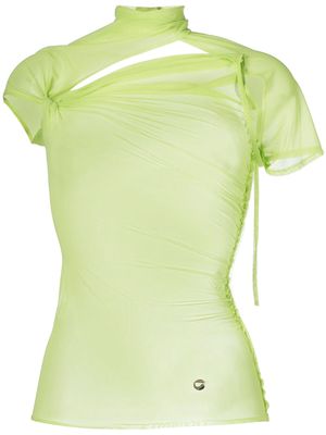 Coperni asymmetric draped mesh top - Green