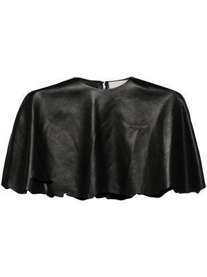 Coperni asymmetric leather cropped top - Black