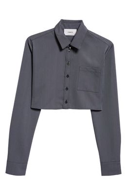 Coperni Boxy Herringbone Crop Button-Up Shirt in Black/Grey