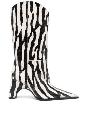 Coperni Bridge 85mm zebra-print boots - White