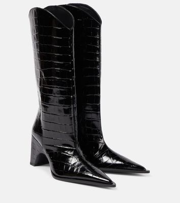 Coperni Bridge croc-effect leather knee-high boots