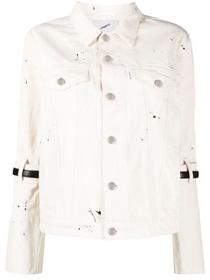 Coperni buckle strap-embellished denim jacket - White