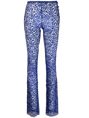 Coperni corded-lace flared trousers - Blue