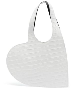 Coperni croc-embossed leather tote bag - White