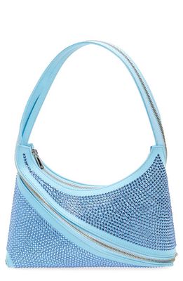 Coperni Crystal Embellished Zip Detail Baguette Handbag in Ice Blue