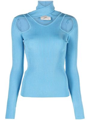 Coperni cut-out ribbed-knit jumper - Blue