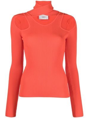 Coperni cut-out ribbed-knit top - Red