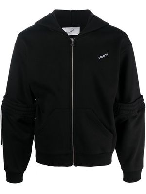 Coperni embroidered-logo zip-up hoodie - Black