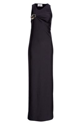 Coperni Emoji Ruched Stretch Jersey Gown in Black