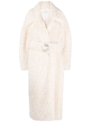 Coperni faux-shearling belted maxi coat - Neutrals