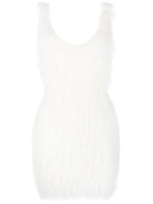 Coperni feather-embellished backless minidress - White
