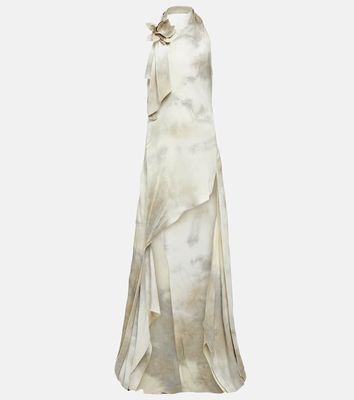 Coperni Floral-appliqué asymmetric gown