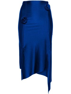 Coperni floral-appliqué asymmetric midi skirt - Blue