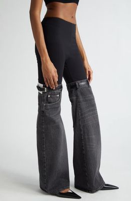 Coperni Hybrid Denim & Knit Pants in Black/washed Black