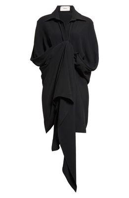 Coperni Knot Front Long Sleeve Faux Wrap Dress in Black