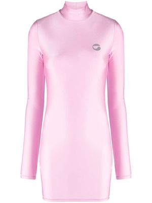 Coperni logo-appliqué mock-neck minidress - Pink