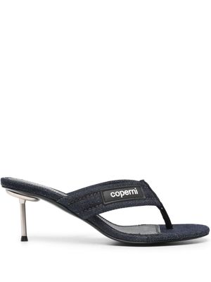 Coperni logo-patch 70mm denim sandals - Blue