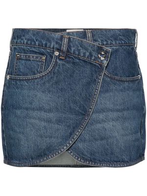 Coperni logo-patch denim mini skirt - Blue