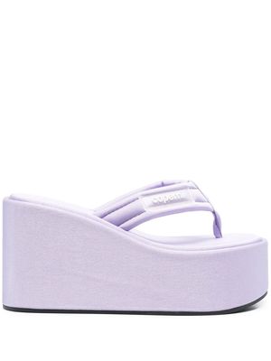 Coperni logo-patch thong-strap wedge sandals - Purple