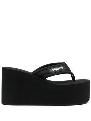 Coperni logo-patch wedge sandals - Black