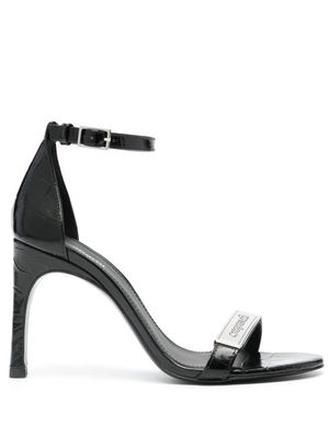 Coperni logo-plaque crocodile-effect sandals - Black