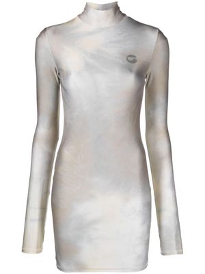 Coperni logo-print mock-neck mini dress - Neutrals