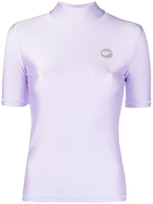Coperni logo-print mock neck T-shirt - Purple