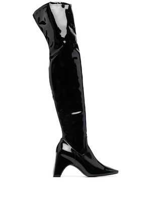 Coperni patent thigh-high boots - Black