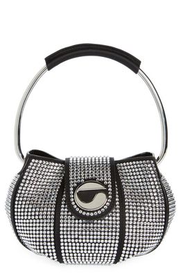 Coperni Ring Swipe Crystal Embellished Top Handle Bag in Silver/Black
